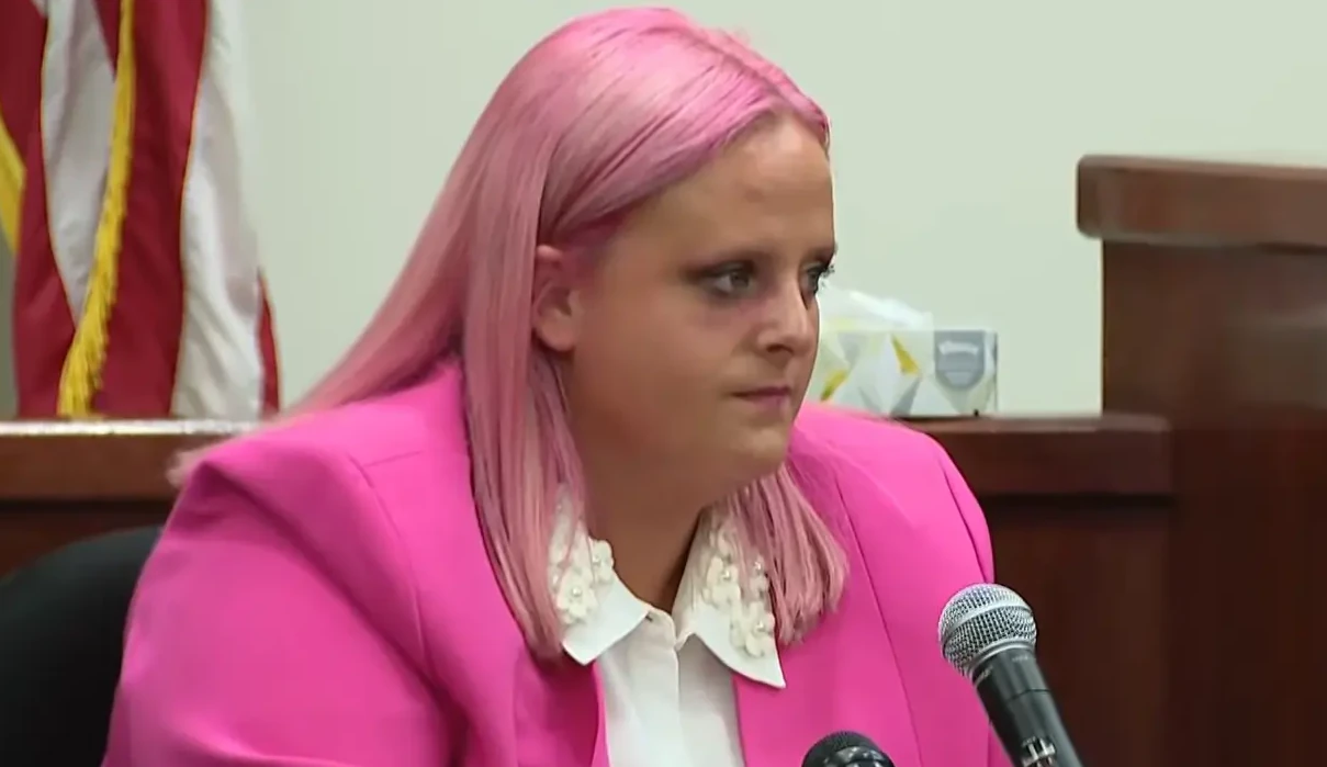 Maitlyn Gandy, mother of Athena Strand, in court at her daughter’s killer’s sentencing. Credit: WFAA