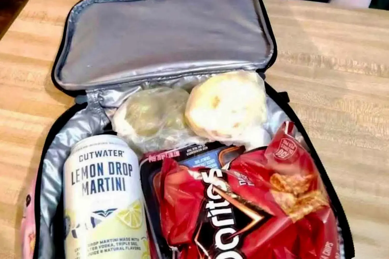 The lunchbox seemed normal, but upon closer inspection it contained a Cutwater Lemon Drop Martini. Credit: City of South Fulton Police Department