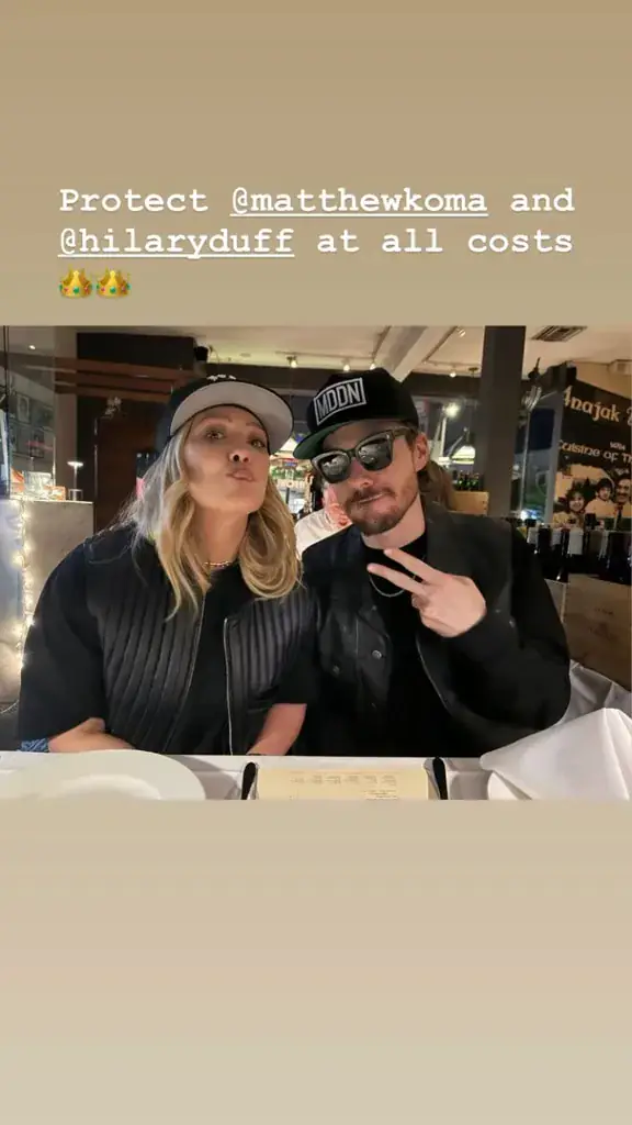 Hilary Duff and Matthew Koma dressed as her ex and his brother for Halloween. Credit: Instagram / Joel Madden