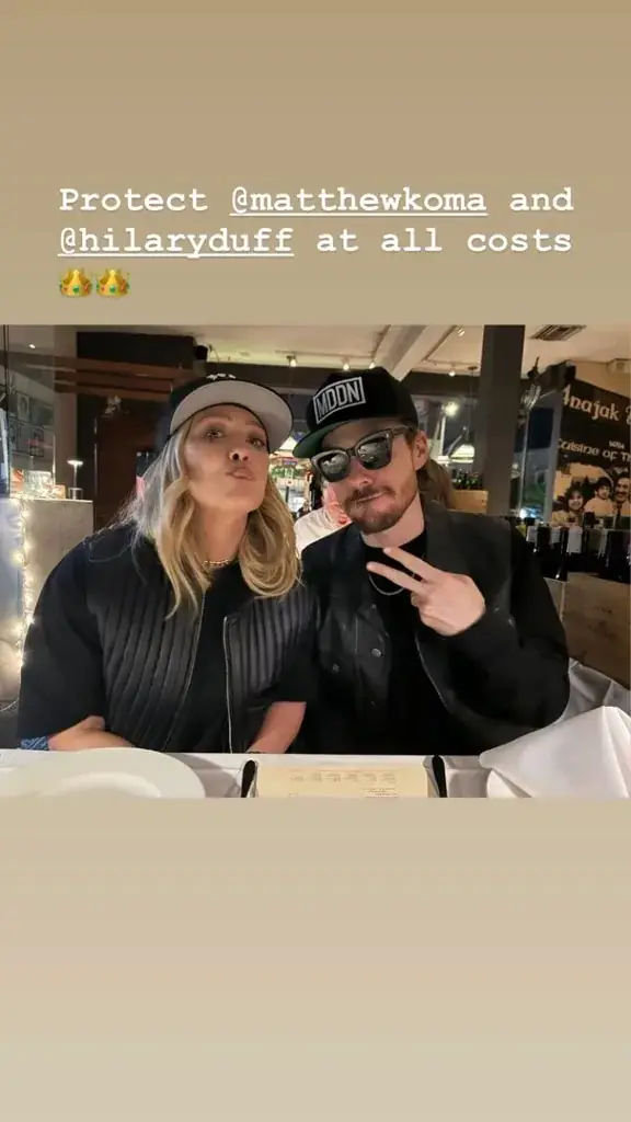 Hilary Duff and Matthew Koma dressed as her ex and his brother for Halloween. Credit: Instagram / Joel Madden