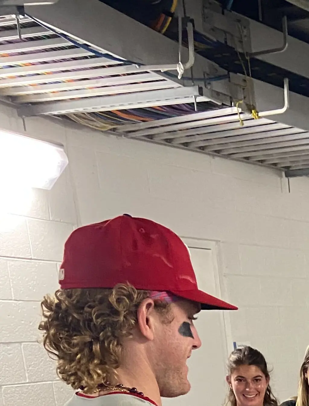 The young boy got a signed bat from Harrison Bader after the game. Credit: X/Philadelphia Phillies