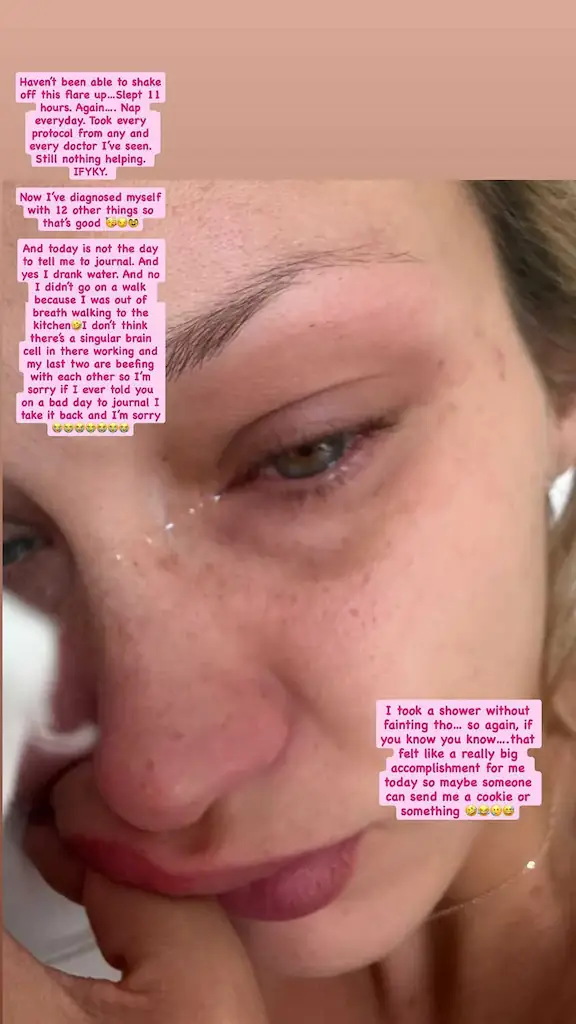 Bella Hadid spoke about her flare-up on June 25. Credit: Bella Hadid / Instagram
