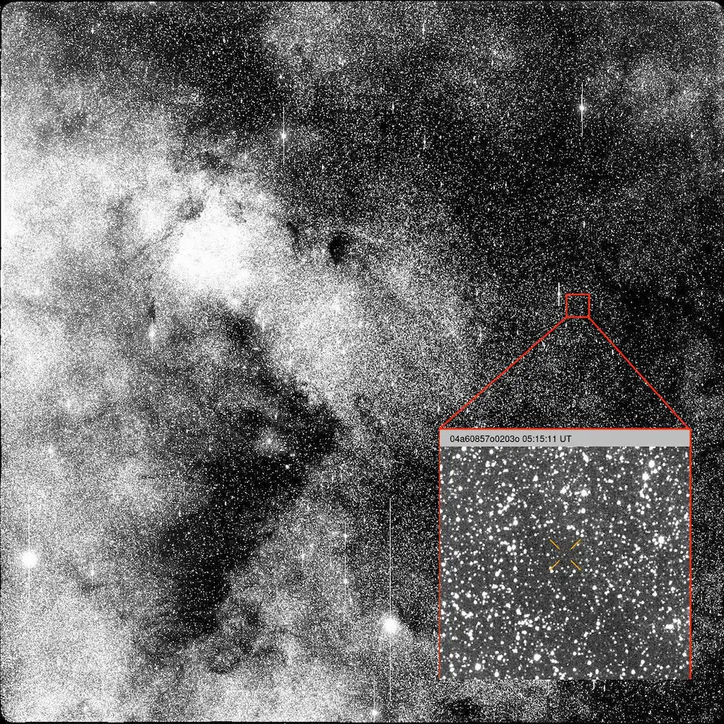 The first image NASA captured of Comet 3I Atlas. Credit: ATLAS/University of Hawaii/NASA
