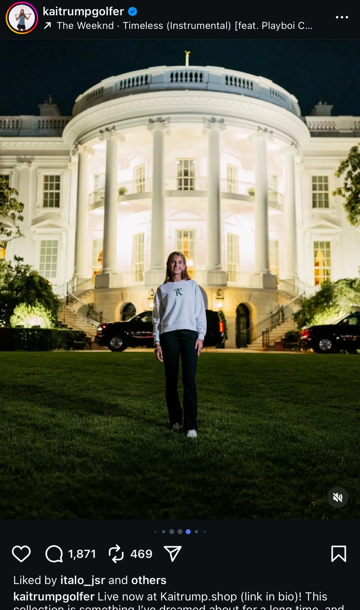 Kai Trump launched her merch at the White House. Credit: Instagram