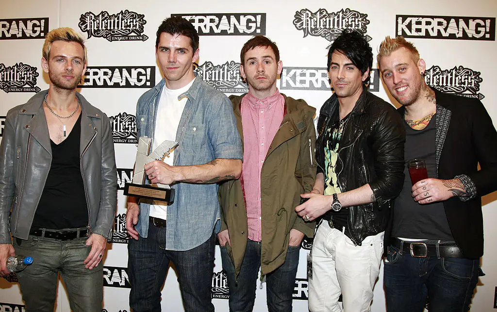 Lee Gaze, Stuart Richardson, Mike Lewis, Ian Watkins and Luke Johnson of Lostprophets. Credit: Chiaki Nozu / Getty