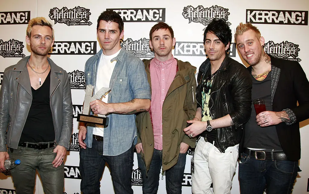 Lee Gaze, Stuart Richardson, Mike Lewis, Ian Watkins and Luke Johnson of Lostprophets. Credit: Chiaki Nozu / Getty