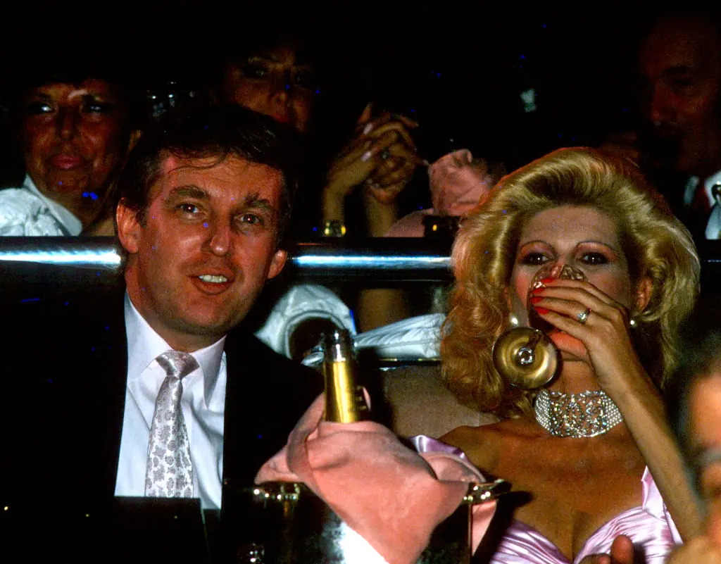 Donald Trump pictured with then-wife Ivana Trump at his 42nd birthday party in 1988. Credit: Ron Galella / Getty Images.