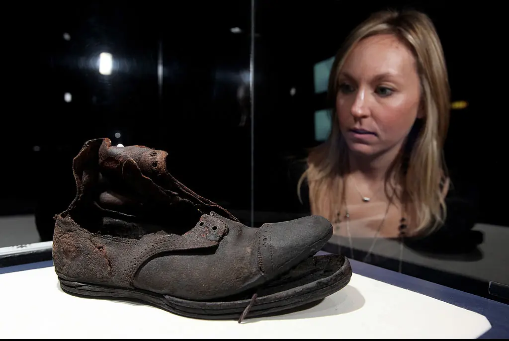 Only the shoes of those who went down with the Titanic have remained. Credit: Oli Scarff/Getty Images