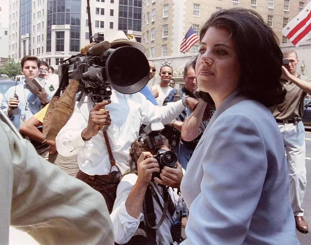Monica Lewinsky in 1998 during the Clinton Scandal explosion. Credit: Shawn Thew/The The Washington Post via Getty Images