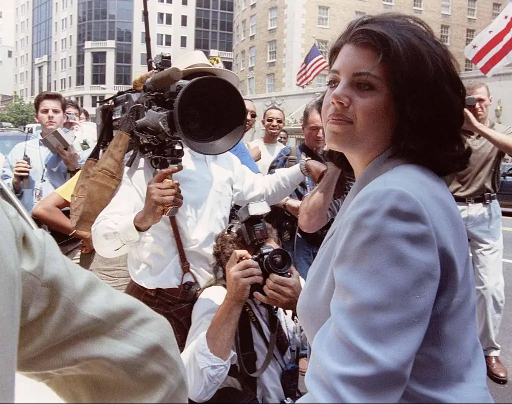 Monica Lewinsky in 1998 during the Clinton Scandal explosion. Credit: Shawn Thew/The The Washington Post via Getty Images