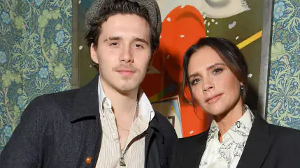 Brooklyn and Victoria Beckham a