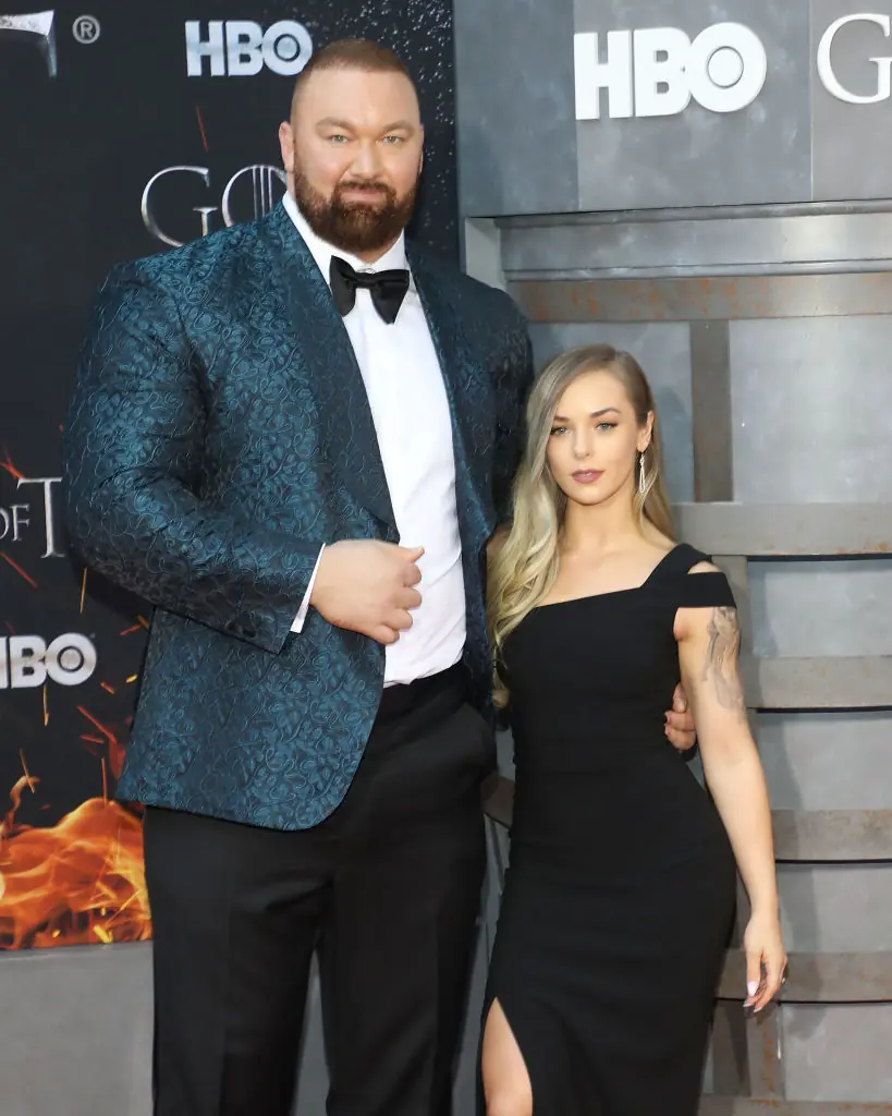 Hafþór Júlíus Björnsson and his wife Kelsey Henson. Credit: Taylor Hill / Getty