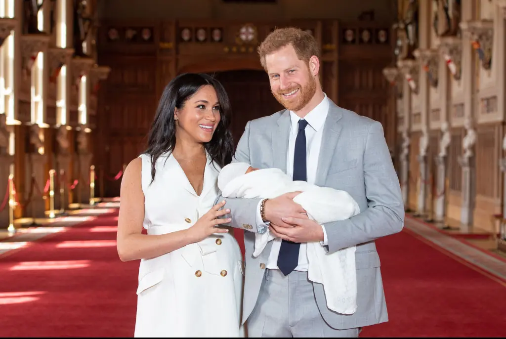 Prince Harry and Meghan posed with their newborn son Archie Harrison Mountbatten-Windsor. Credit: WPA Pool / Getty