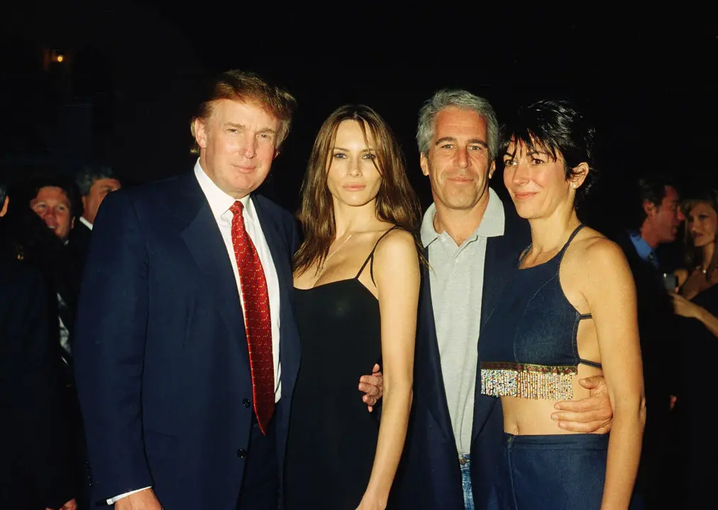 Donald Trump and his wife, Melania Trump, pictured alongside Jeffrey Epstein and Ghislaine Maxwell. Credit: Davidoff Studios/Getty Images.