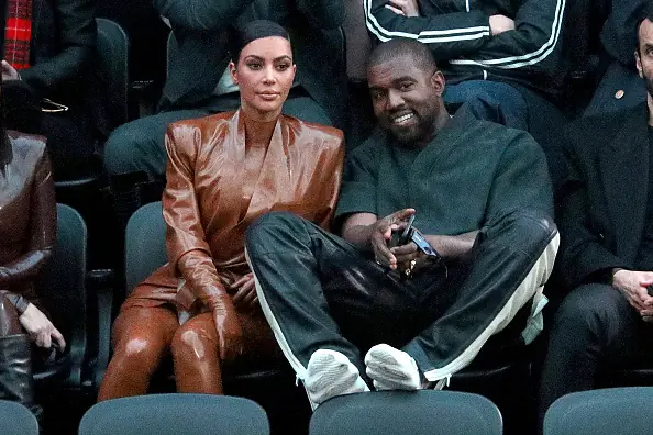 Kim Kardashian pictured with her then-husband, Kanye West, in 2020. Credit: Pierre Suu / Getty Images.