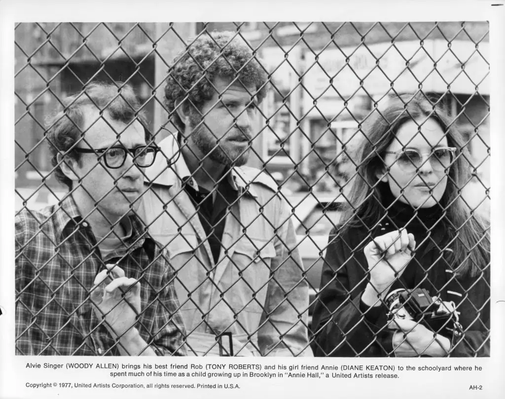 Tony Roberts with Woody Allen and Diane Keaton in a scene from the film Annie Hall (1977). Credit:	Michael Ochs Archives / Getty