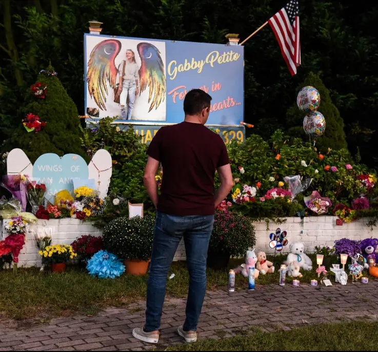 A memorial was set up to honor the death of Gabby Petito. Credit: Stephanie Keith / Getty