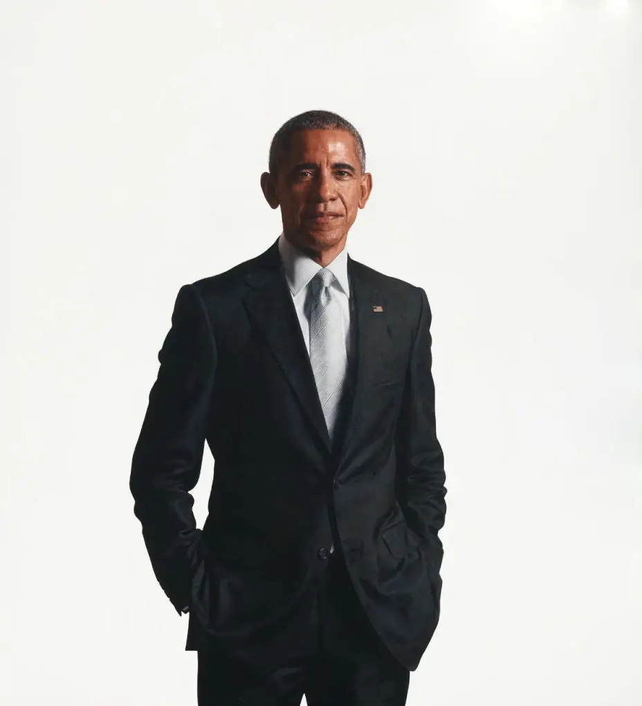 Robert McCurdy's photorealistic painting of former President Barack Obama has been moved. Credit: White House Historical Association / Getty Images.
