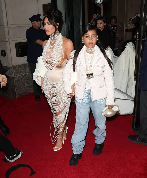 Kim Kardashian and her eldest child North West. Credit: MEGA / Getty
