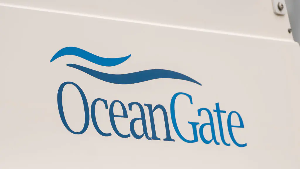 EVERETT, WASHINGTON - JUNE 21: The OceanGate logo is seen on a vessel stored near the OceanGate offices on June 21, 2023 in Everett, Washington. OceanGate, owner of the missing submersible carrying five people trying to visit the Titanic wreckage in the North Atlantic, operates out of Everett. (Photo by David Ryder/Getty Images)
