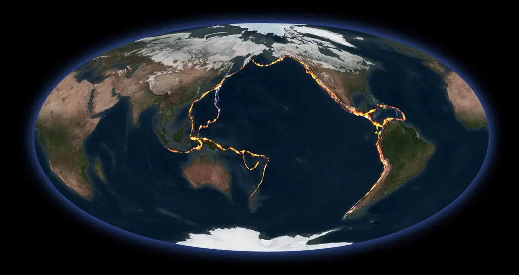 A depiction of Earth's 'Ring of Fire'. Credt: 	MARK GARLICK/SCIENCE PHOTO LIBRARY