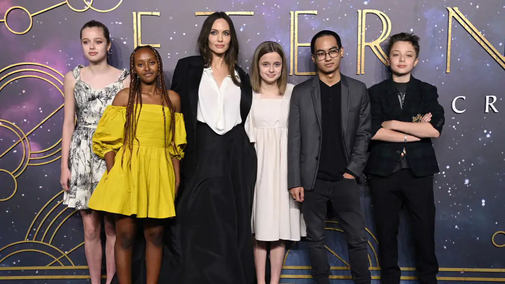 Angelina Jolie with her kids