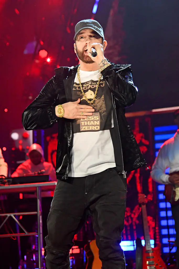 Eminem's nine-word prediction about Trump may come true. Credit: Kevin Mazur / Getty