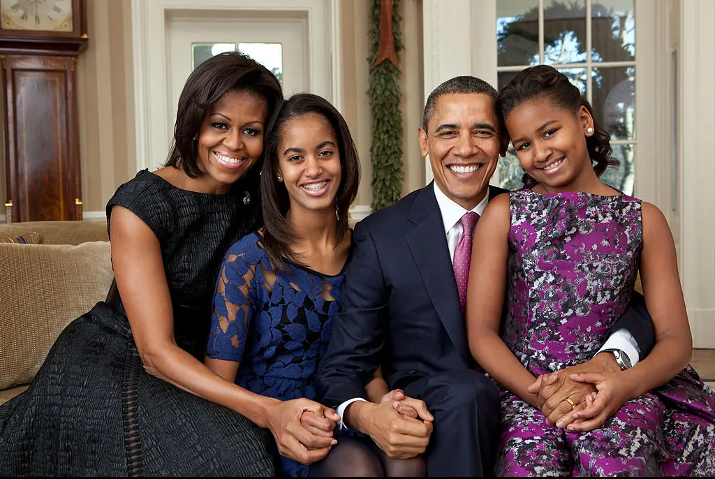 The Obamas pose for an official portrait in the White House, 2011. Credit: Pete Souza/White House/Getty Images.