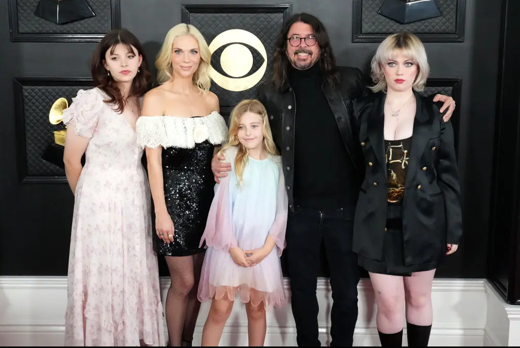 Dave Grohl, with his wife and their three daughters, in 2023. Credit: Jeff Kravitz/FilmMagic/Getty Images