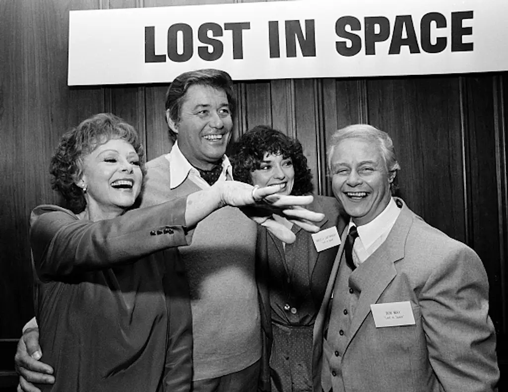 June Lockhart, Guy Williams, Angela Cartwright and Bob May joined other television stars from 1960's and 1970's during luncheon gathering at in 1983. Credit: Bob Riha, Jr / Getty Images.