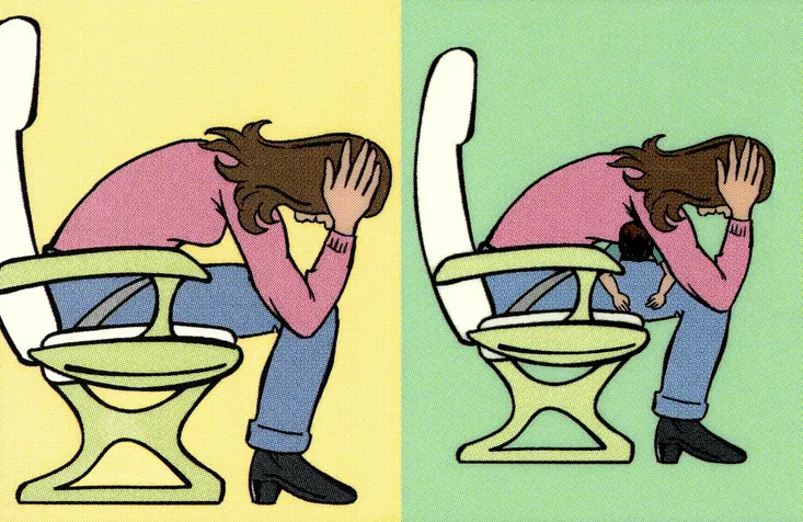 Airplane brace position. Credit: CSA-Images / Getty