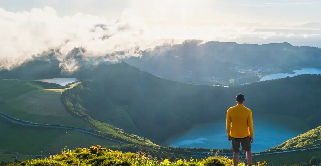 Man standing on a cliff with great views