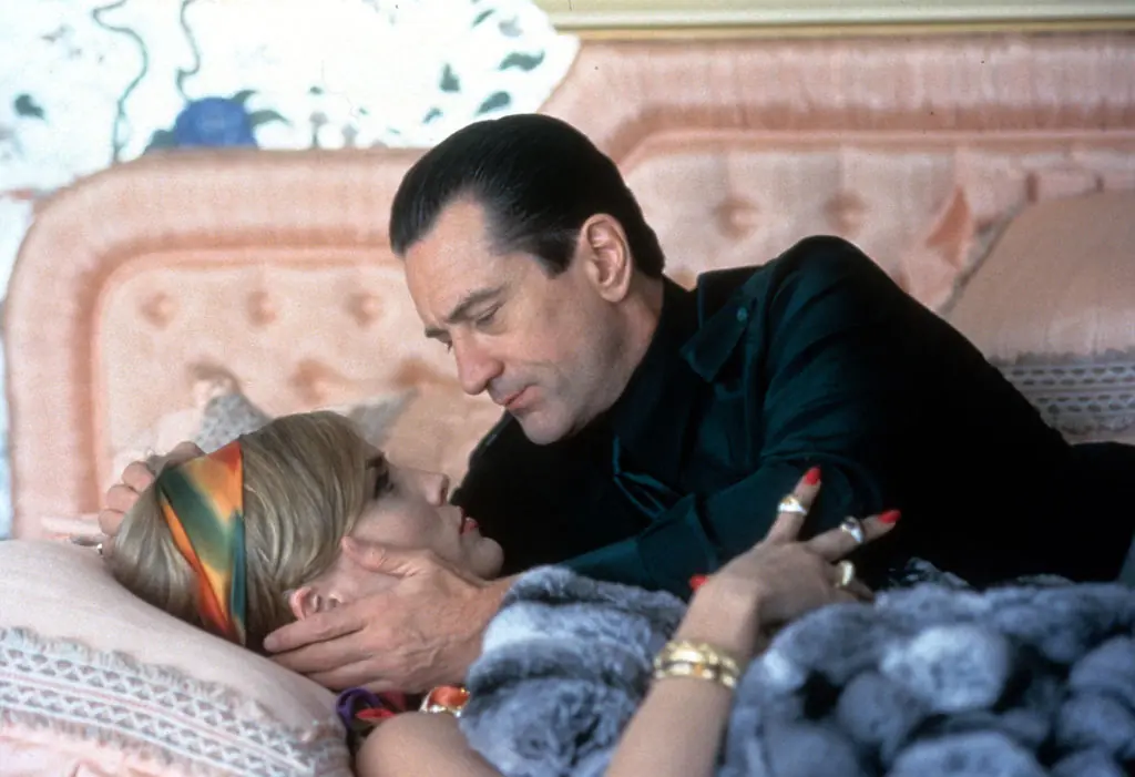 Robert De Niro and Sharon Stone sharing a moment in a scene from the film 'Casino', 1995. Credit:	Archive Photos / Getty