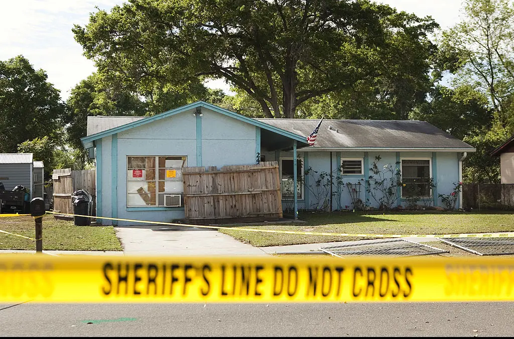 Jeff Bush's house was cordoned off due to the sink hole. Credit: Edward Linsmier/Getty