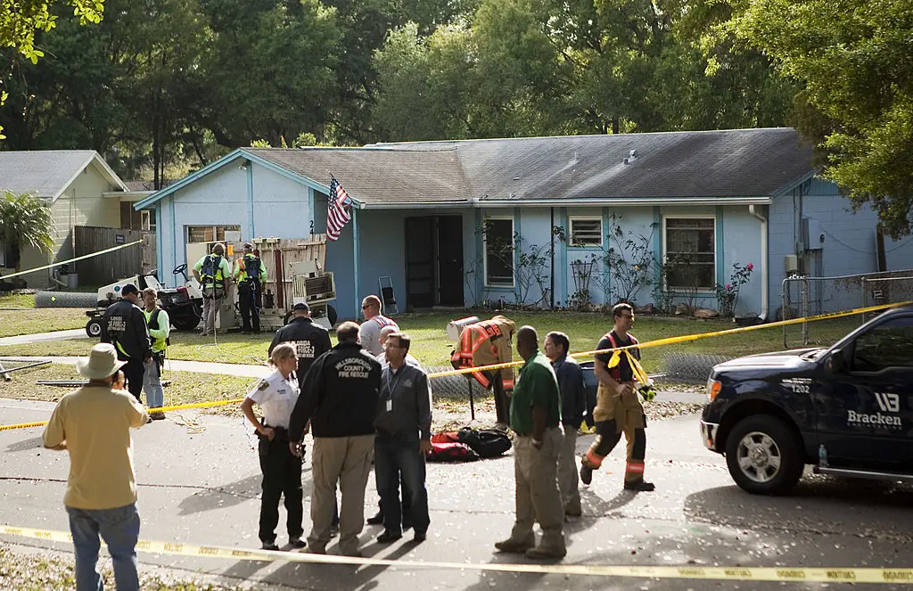 A sinkhole opened up under the bedroom of a Florida resident. Credit: Edward Linsmier/Getty