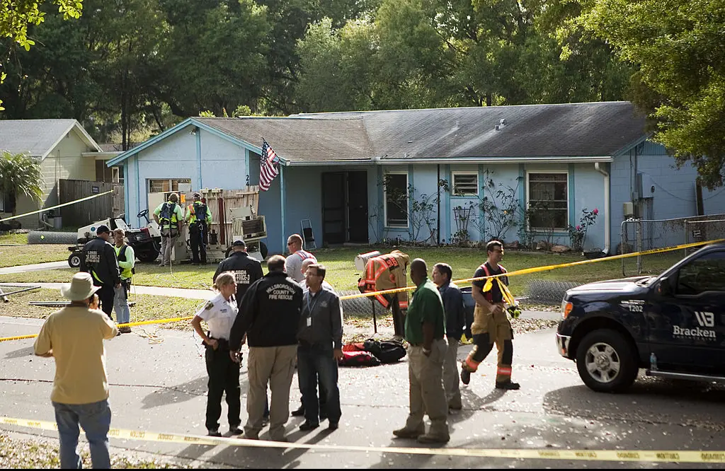 A sinkhole opened up under the bedroom of a Florida resident. Credit: Edward Linsmier/Getty