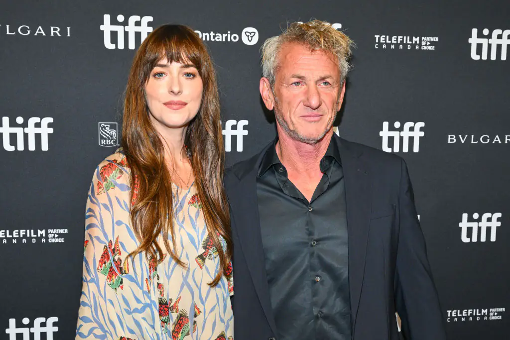 Dakota Johnson and Sean Penn's R-rated film, Daddio, was displayed on the screen. Credit: Michael Buckner / Getty