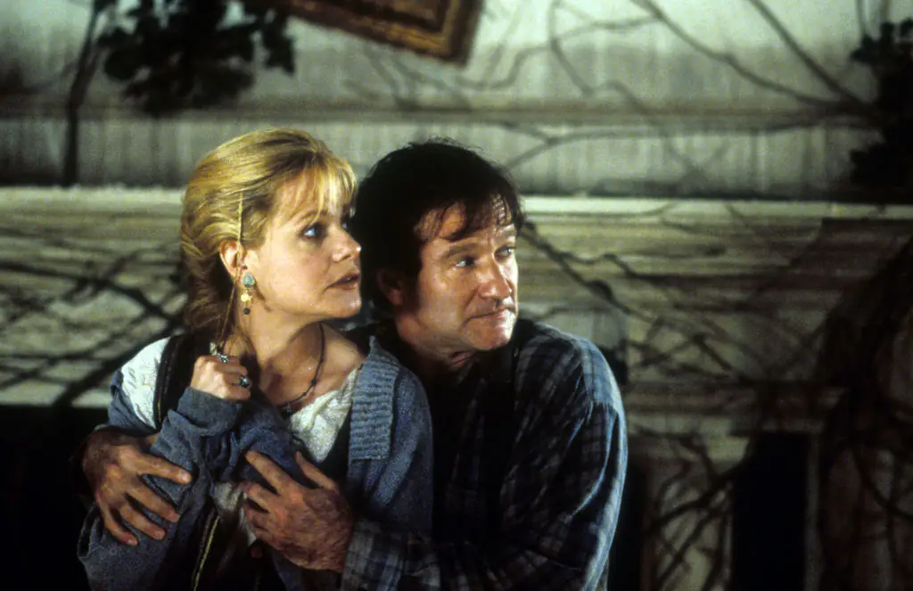 Bonnie Hunt and Robin Williams as an older Sarah and Alan. Credit: TriStar/Getty Images