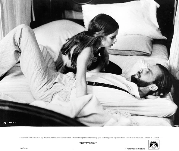 Brooke Shields seduces Keith Carradine in a scene from the film 'Pretty Baby', 1978. Credit: Paramount/Getty Images.