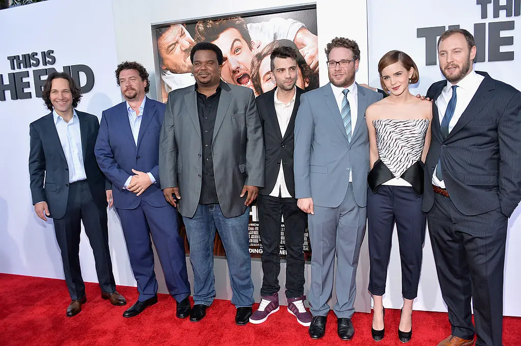 Watson with the This is The End cast. Credit: Alberto E. Rodriguez / Getty