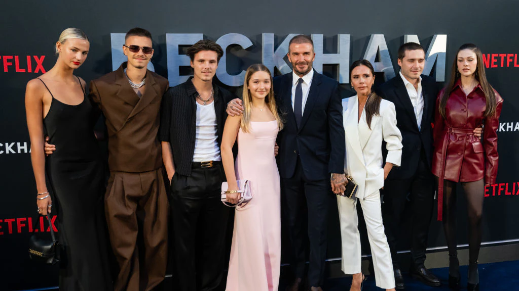 Mia Regan, Romeo Beckham, Cruz Beckham, Harper Beckham, David Beckham, Victoria Beckham, Brooklyn Beckham and Nicola Peltz