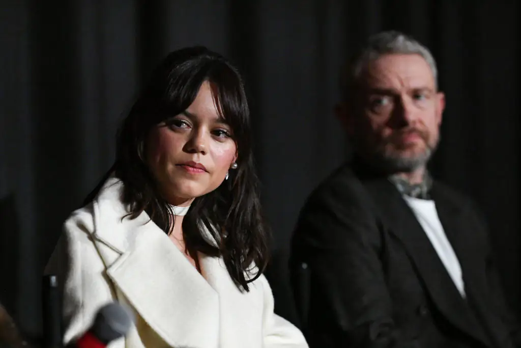 Ortega and her co-star Freeman have a 31-year age gap. Jon Kopaloff/Getty/LionsgateCredit: