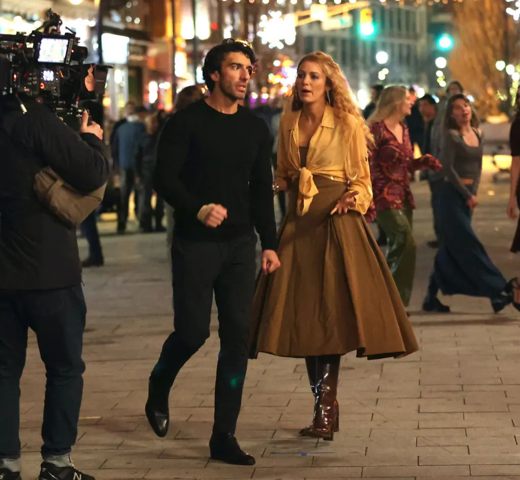 Blake Lively and Justin Baldoni on the set of It Ends With Us. Credit: Jose Perez/Bauer-Griffin / Getty