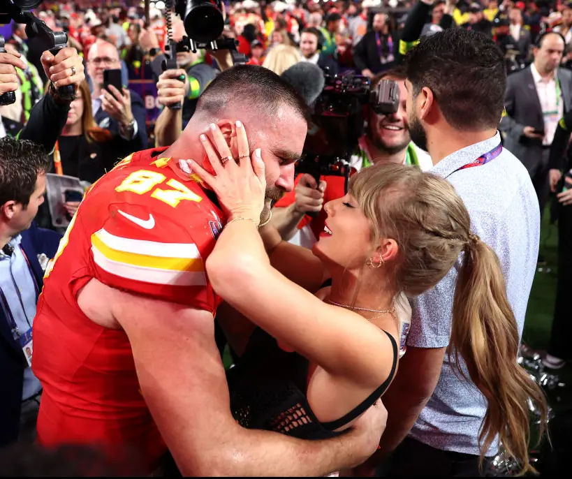 Swift was on-hand to celebrate with Kelce at last year's Super Bowl. Credit:  Ezra Shaw/Getty Images