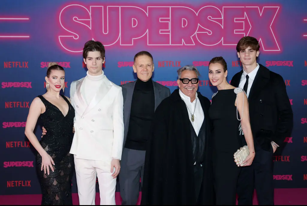 Lucrezia Lando, Lorenzo Tano, Rocco Siffredi, Guillermo Mariotto and Rosa Caracciolo and Leonardo Tano attend the photocall for Supersex. Credit: Ernesto Ruscio/Getty