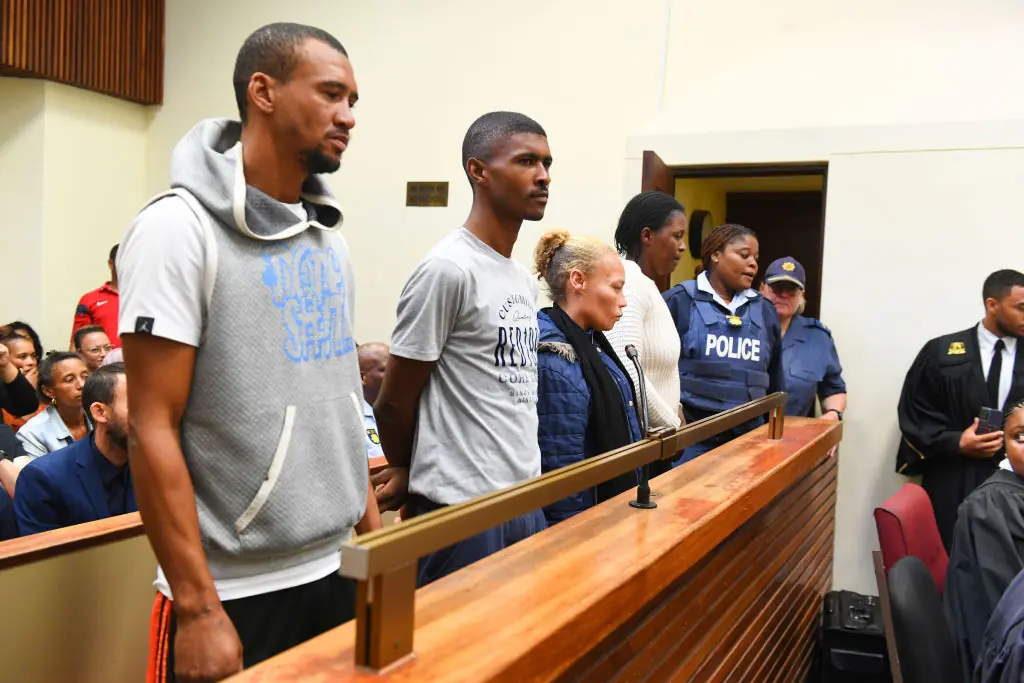  Jacquin (Boeta) Appollis (boyfriend of the mother), Stevano van Rhyn (friend of the mother), Kelly Smith (mother of Joslin Smith) appear in court. Credit: Gallo Images / Getty