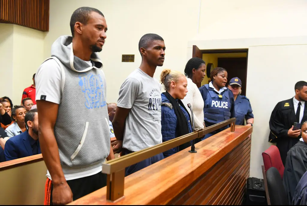  Jacquin (Boeta) Appollis (boyfriend of the mother), Stevano van Rhyn (friend of the mother), Kelly Smith (mother of Joslin Smith) appear in court. Credit: Gallo Images / Getty