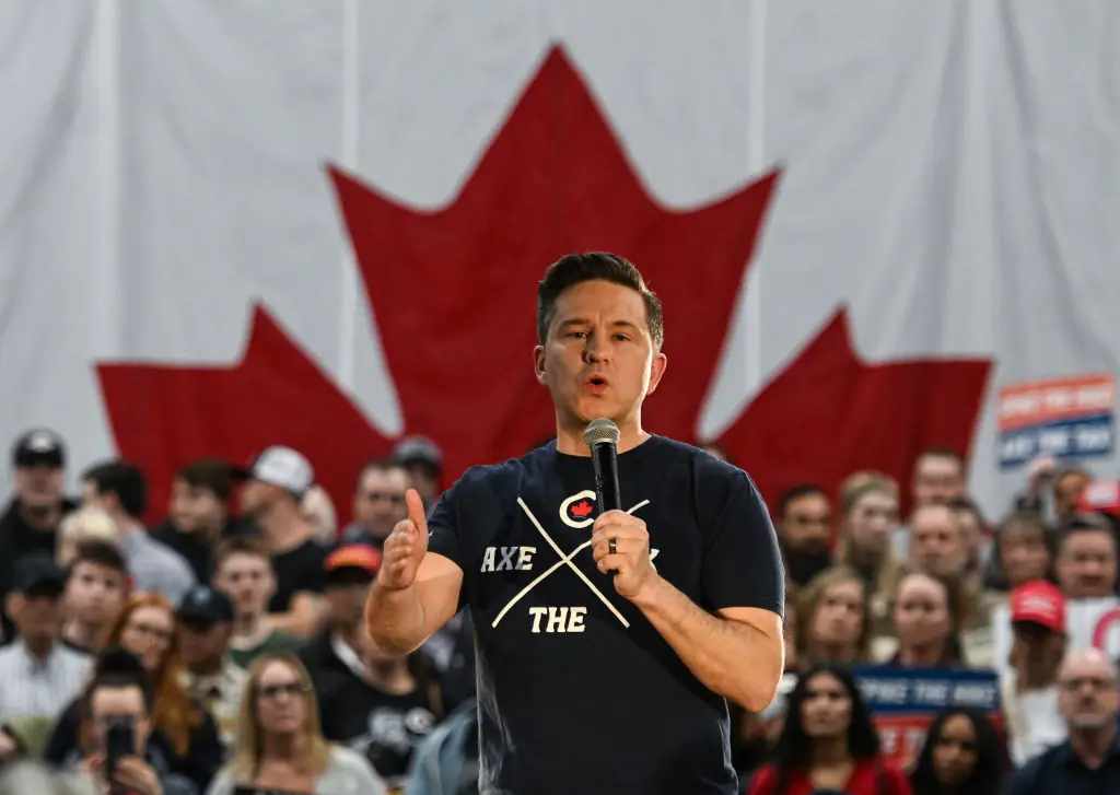 Conservative leader Pierre Poilievre has surged in popularity in the polls. Credit: Artur Widak/NurPhoto via Getty Images