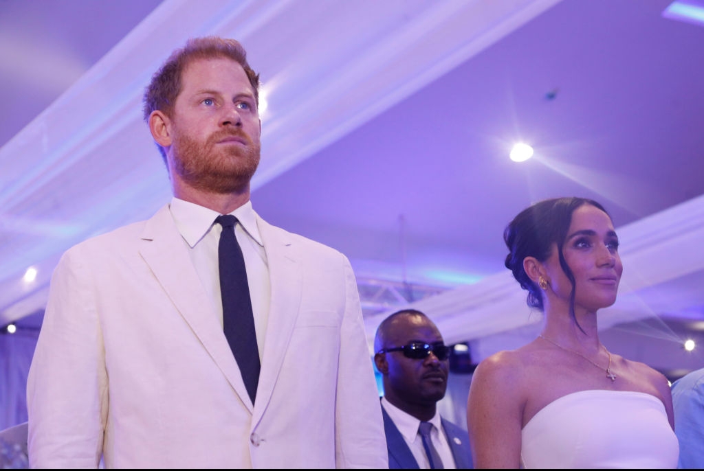 Prince Harry and Meghan Markle at a charity lunch earlier in the day. 