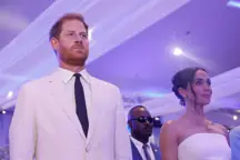 Prince Harry and Meghan Markle at a charity lunch earlier in the day. 